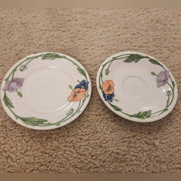 Villeroy Boch AMAPOLA Set Of 2 Tea Plates Floral Porcelain Germany - Picture 1 of 2